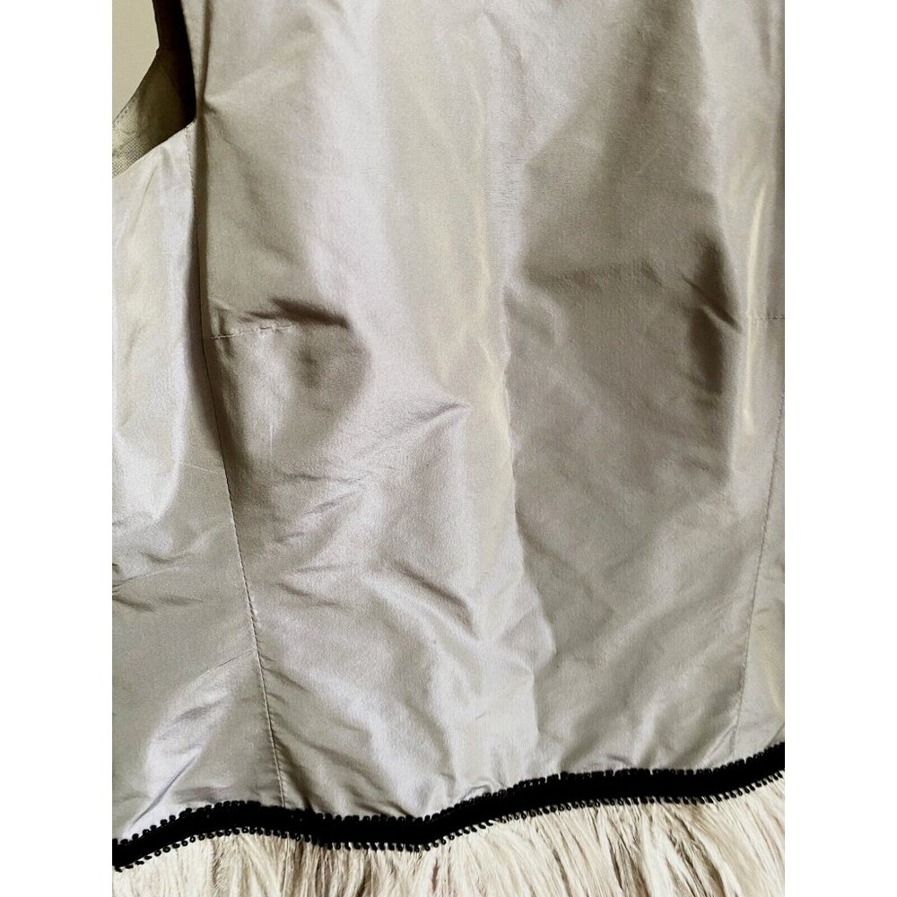 Brose Grey Silk Ostrich Feathers Short Sleeveless Cocktail Dress 6 - Picture 3 of 9